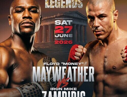 Floyd Mayweather vs Mike Zambidis — grafika promocyjna gali Battle of the Legends w Atenach